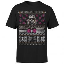 The Dude Abides 'Merry Dudemas Man' Männer Weihnachts T-Shirt - Schwarz - M