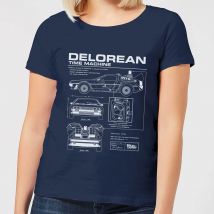 Zurück In Die Zukunft Delorean Schematic Damen T-Shirt - Blau - XL