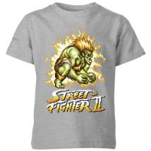 Street Fighter Blanka 16-bit Kinder T-Shirt - Grau - 5-6 Jahre