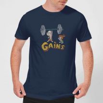 T-Shirt Homme La Famille Pierrafeu Bamm-Bamm Muscu - Effet Abîmé - Bleu Marine - L