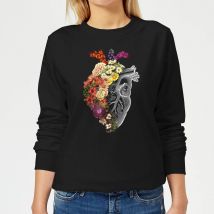 Tobias Fonseca Flower Heart Spring Women's Sweatshirt - Black - 5XL - Black