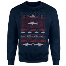 Jaws Great White Weihnachtspullover – Navy - S