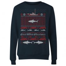 Jaws Great White Christmas Damen Weihnachtspullover – Schwarz - XXL