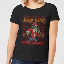 Johnny Bravo Johnny Bravo Pattern Women's Christmas T-Shirt - Black - 3XL