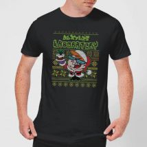 Dexter's Lab Pattern Men's Christmas T-Shirt - Black - L