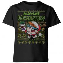 Dexter's Lab Pattern Kids' Christmas T-Shirt - Black - 9-10 Jahre