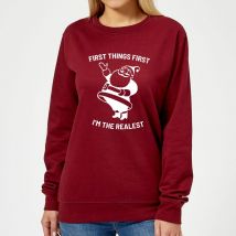 First Things First I'm The Realest Women's Christmas Sweatshirt - Burgundy - S - Burgundy