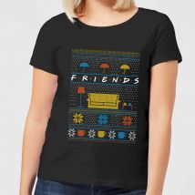 Friends Sofa Knit Damen Christmas T-Shirt - Schwarz - 5XL