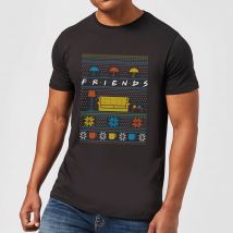 Friends Sofa Knit Men's Christmas T-Shirt - Black - S