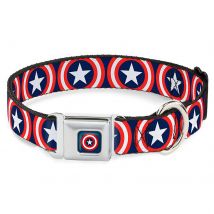 Buckle-Down Marvel Captain America Shield Dog Collar (Various Sizes) - M/16-23 Inches