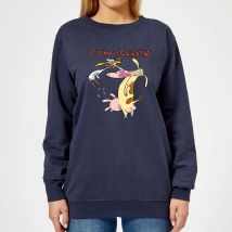 Cow and Chicken Characters Women's Sweatshirt - Navy - XS