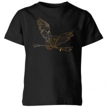 Harry Potter Hedwig Broom Gold Kids' T-Shirt - Black - 5-6 ans