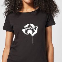 Justice League Graffiti Aquaman Women's T-Shirt - Black - XXL