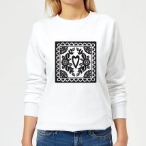 Black Cut Heart Pattern Heart Women's Sweatshirt - White - 5XL - White