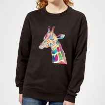 Multicolour Watercolour Giraffe Women's Sweatshirt - Black - 5XL