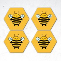Cartoon Bees Hexagonal Coaster Set
