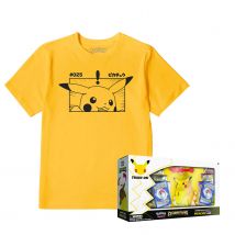 Pokémon TCG: Celebrations Premium Figure Collection 25th Anniversary - Pikachu VMAX & T-Shirt Bundle - L