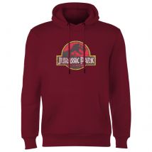 Jurassic Park Logo Vintage Hoodie - Burgundy - L