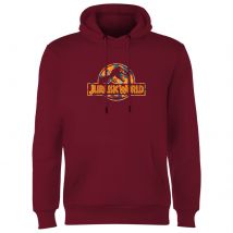 Jurassic Park Logo Tropical Hoodie - Burgundy - XXL