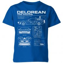 Back To The Future Delorean Schematic Kids' T-Shirt - Blue - 9-10 Jahre