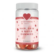 Hair, Skin &amp; Nails Gummies - Double-Layered Heart Edition - 60gummies - Cherry