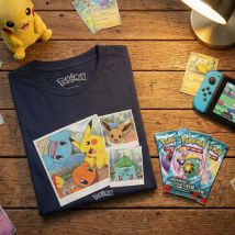 Pokémon Walking Along the Waterfront T-Shirt & Pokémon TCG Bundle - 3 x Journey Together Booster Packs - L
