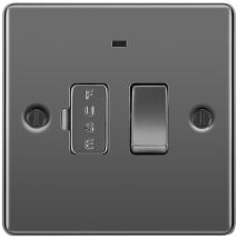 BG 13A Screwed Raised Plate Switched Fused Connection Unit  With Power Indicator - Black Nickel