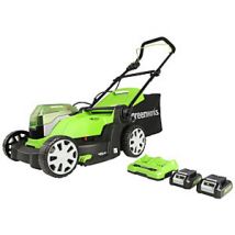 Greenworks 48V Lawnmower with 2 x 24V 2Ah Batteries & Charger - 41cm / 16inch