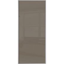 Spacepro Sliding Wardrobe Door Silver Framed Single Panel Cappuccino Glass - 2220 x 762mm
