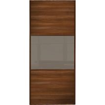 Spacepro Sliding Wardrobe Door Wideline Walnut Panel & Cappuccino Glass - 2220 x 610mm