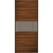 Spacepro Sliding Wardrobe Door Fineline Walnut Panel & Cappuccino Glass - 2220 x 914mm