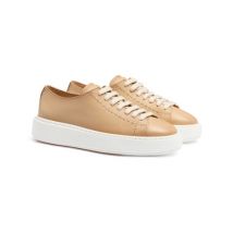 Hellbraune Sneakers für Damen aus Leder
