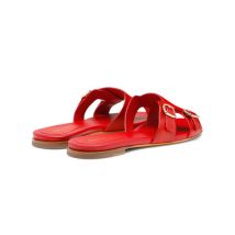 Rote Slider-Sandalen Didi für Damen aus Leder mit Doppelschnalle