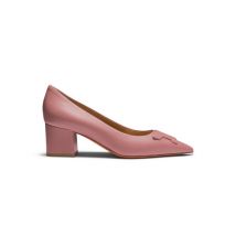 Women's pink leather mid-heel Santoni Sibille pump