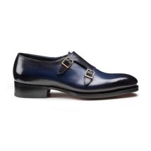 Men's blue leather Uniqua Meraviglia Collection double-buckle shoe