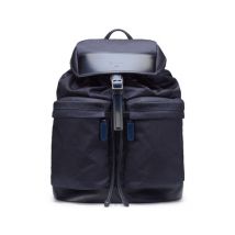 Blue leather and nylon backpack