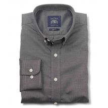 Men's Slim Fit Plain Black Button Down Collar Long Sleeve Cotton Oxford Casual Shirt - Small