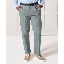 Grey Stretch Cotton Classic Fit Pleated Chinos 36" 34"