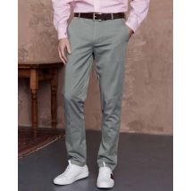 Grey Stretch Cotton Classic Fit Flat Front Chinos 34" 32"