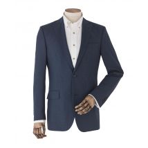 Blue Wool-Blend Micro Pattern Jacket 42" Long