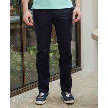 Navy Stretch Cotton Classic Fit Flat Front Chinos 34" 32"