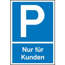Parkplatzschild »Symbol: P,  Text:  Nur für Kunden«