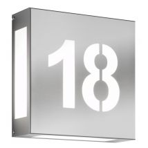 Elegante Außenwandleuchte mit Hausnummer aus Edelstahl