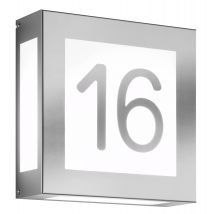 Elegante Außenwandleuchte mit Hausnummer aus Edelstahl