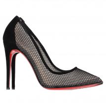 Christian Louboutin Mesh Follies Resille Pumps in Zwarte Suède