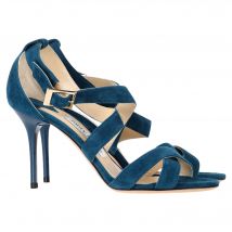 Jimmy Choo Hoge Hak Sandalen met Bandjes in Blauw Suède