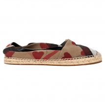 Burberry Hart- en Ruitprint Espadrille Ballerina's in Bruin Canvas