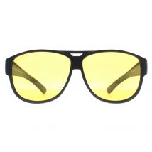 Montana Aviator Unisex Mat Zwart Geel Gepolariseerd FO6 Fit Over Bril Nacht Rijden Zonnebril