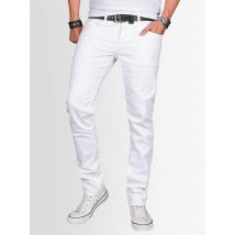 A. Salvarini Heren Jeans Slim Fit Stretch Denim 5-Pocket – Wit