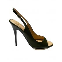 Giuseppe Zanotti Peep Toe Slingback Pumps in Zwart Leer